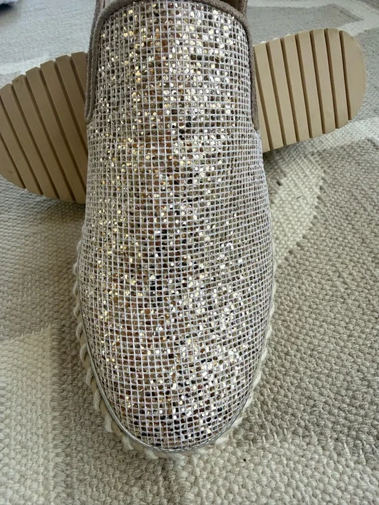 Glitter Platform Slip-On Loafers in Gold - Picture 5 of 6